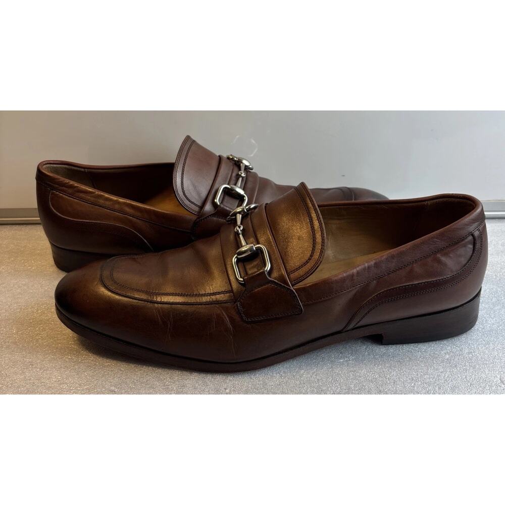 Gucci Horsebit Loafers Brown Men 8.5 Slip-On Leather Italy 337043 - Picture 3 of 11